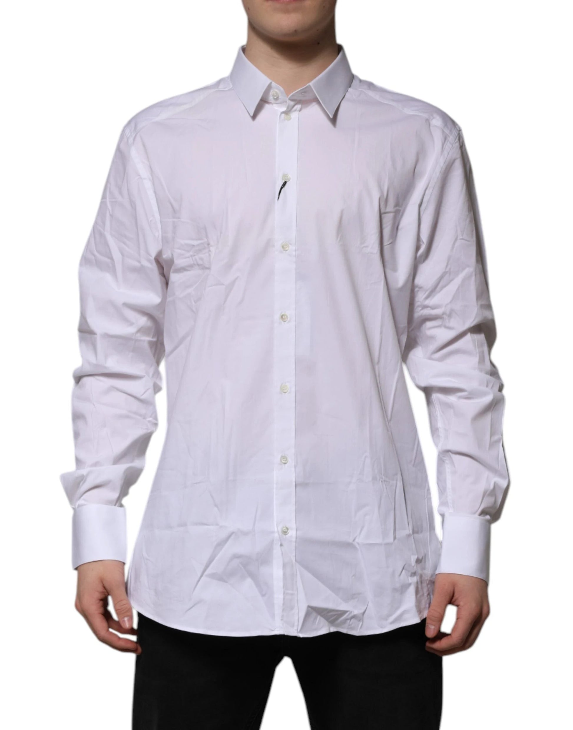 Dolce & Gabbana White Cotton GOLD Long Sleeves Formal Shirt by Dolce & Gabbana