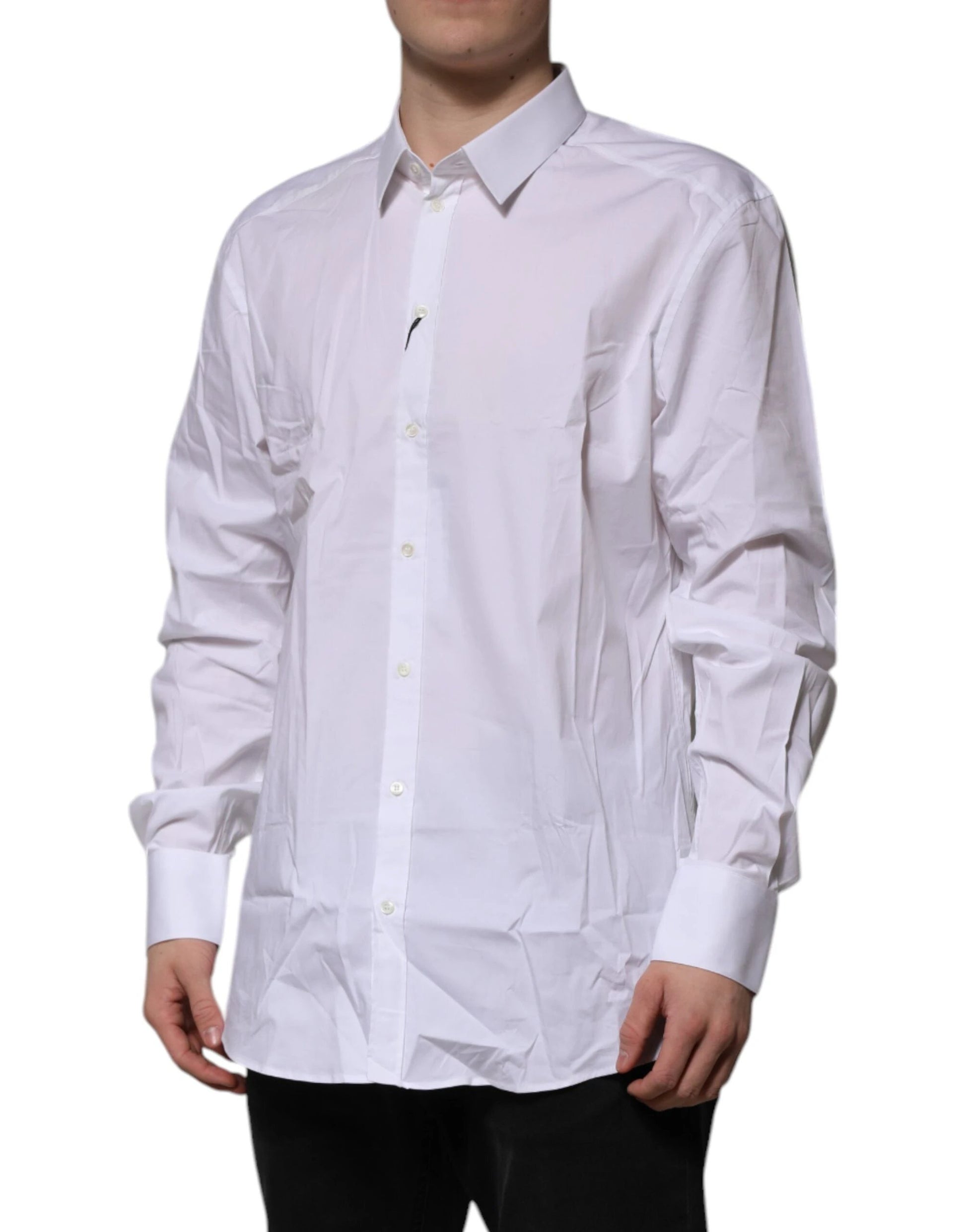 Dolce & Gabbana White Cotton GOLD Long Sleeves Formal Shirt by Dolce & Gabbana