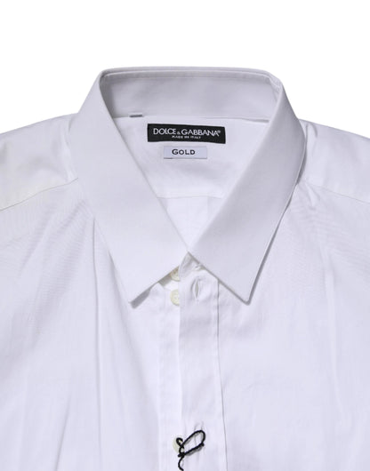 Dolce & Gabbana White Cotton GOLD Long Sleeves Formal Shirt by Dolce & Gabbana