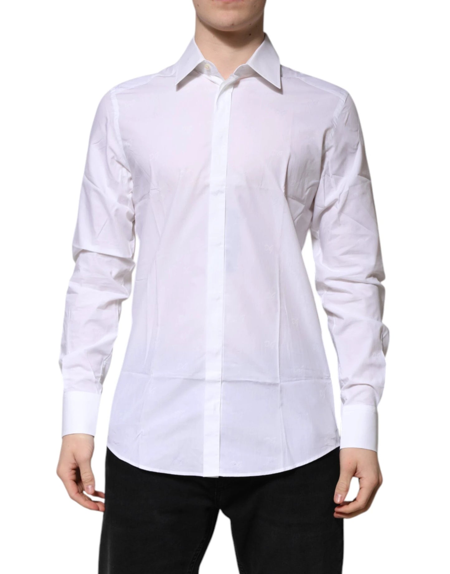 Dolce & Gabbana White Cotton GOLD Long Sleeves Formal Shirt by Dolce & Gabbana