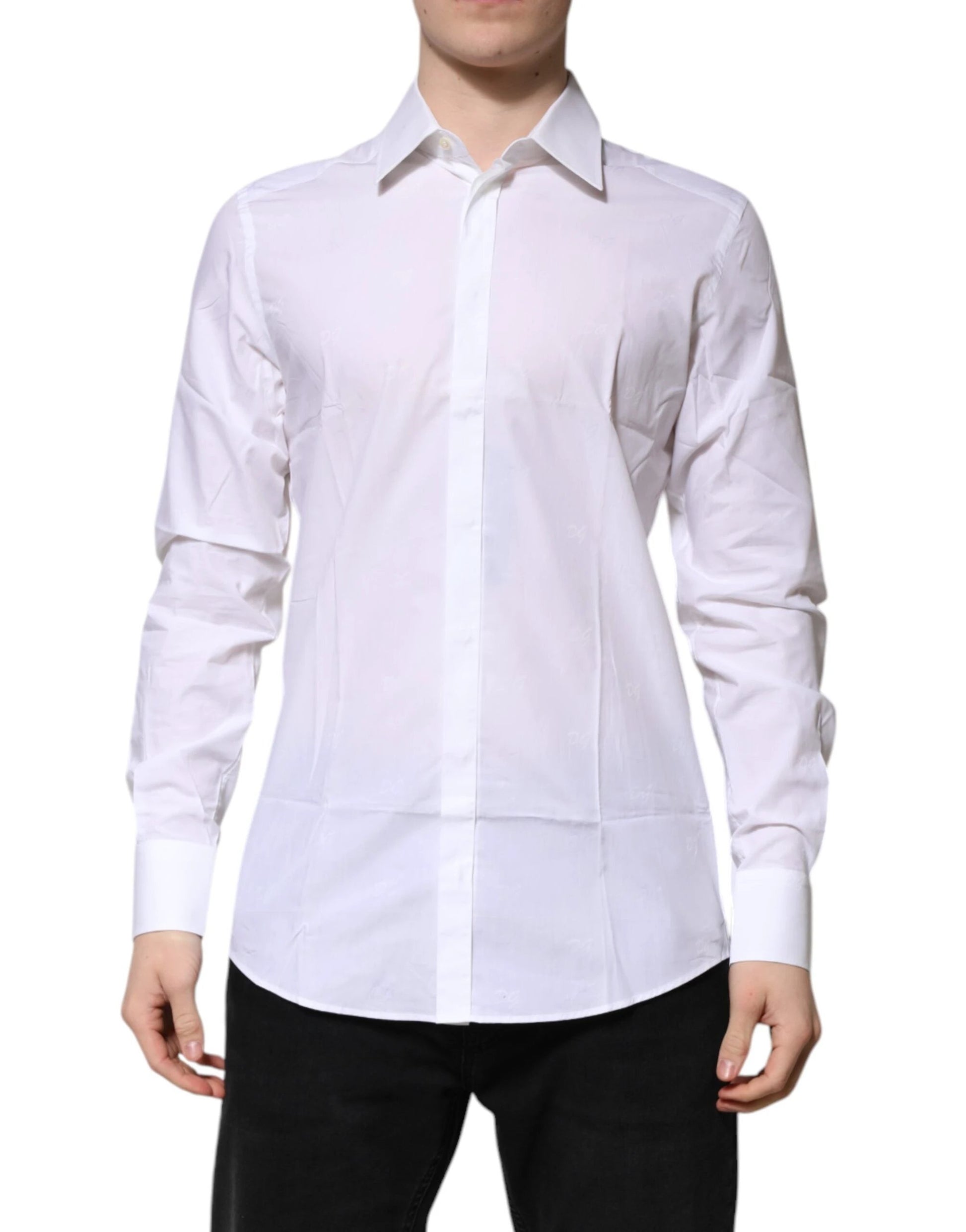 Dolce & Gabbana White Cotton GOLD Long Sleeves Formal Shirt by Dolce & Gabbana