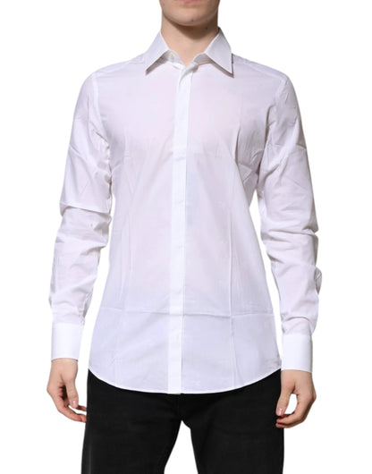 Dolce & Gabbana White Cotton GOLD Long Sleeves Formal Shirt by Dolce & Gabbana