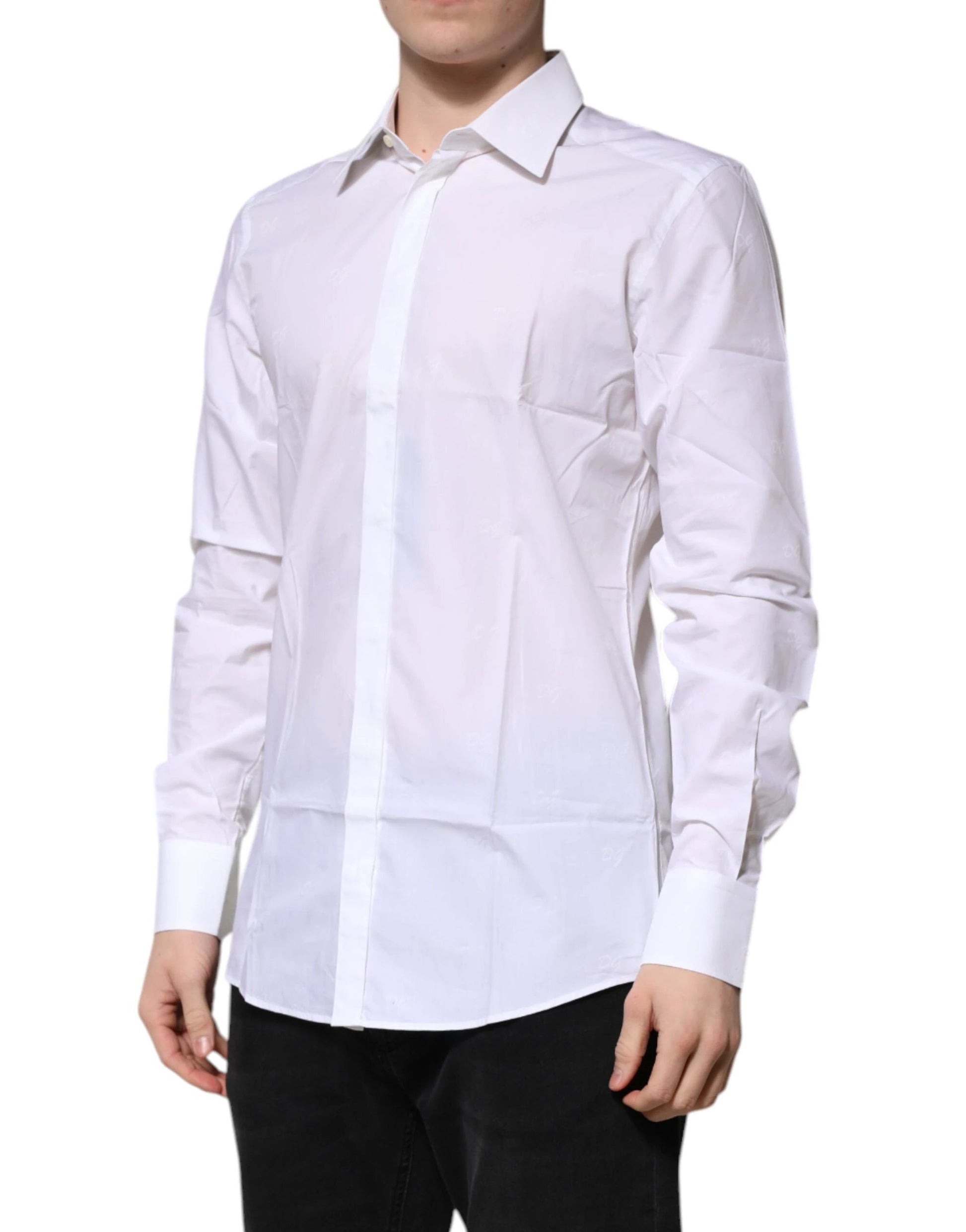Dolce & Gabbana White Cotton GOLD Long Sleeves Formal Shirt by Dolce & Gabbana
