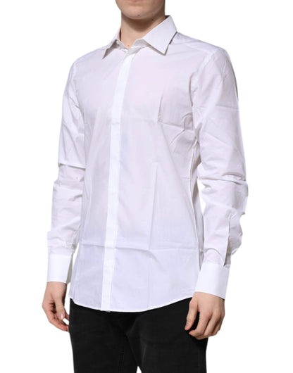 Dolce & Gabbana White Cotton GOLD Long Sleeves Formal Shirt by Dolce & Gabbana