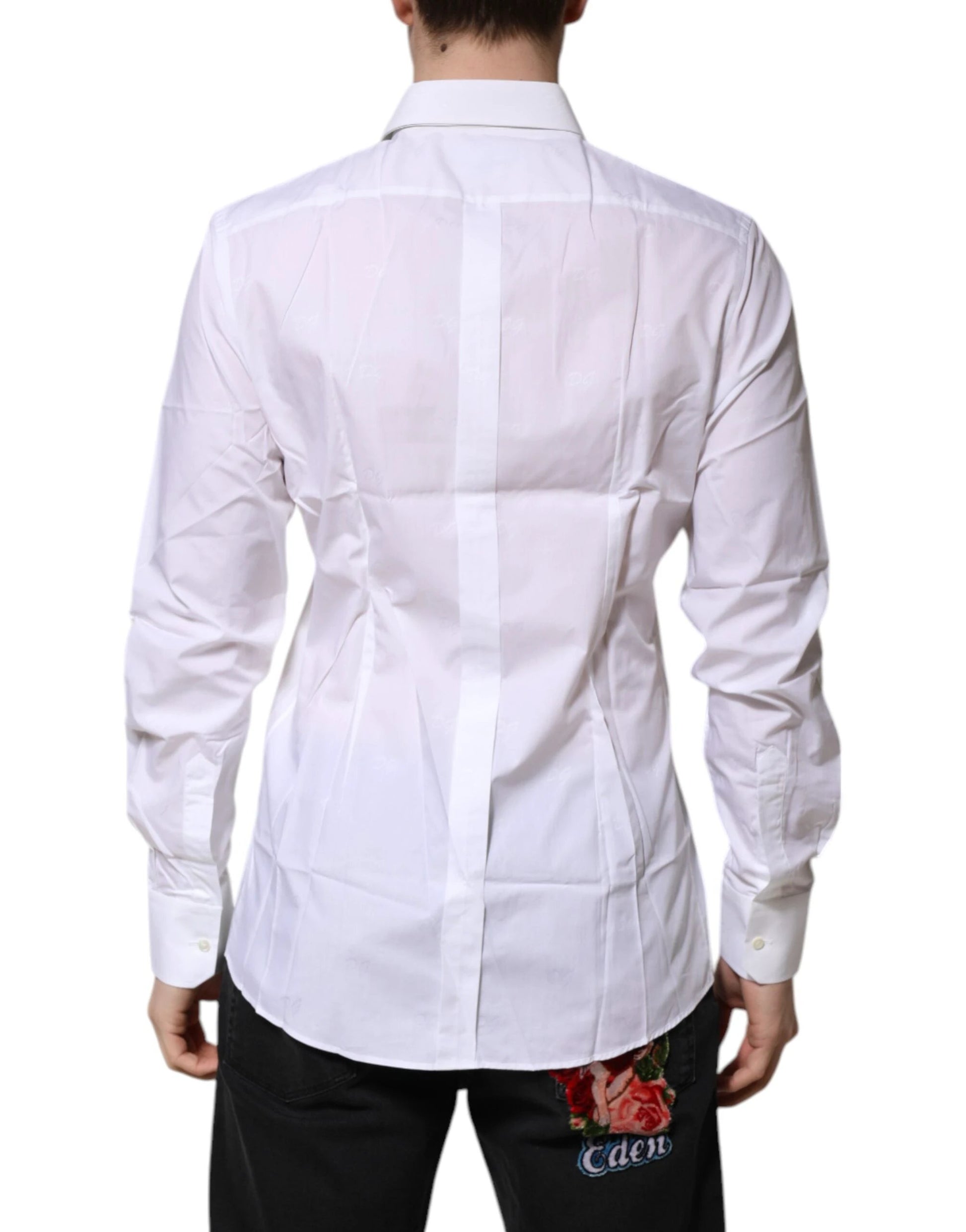 Dolce & Gabbana White Cotton GOLD Long Sleeves Formal Shirt by Dolce & Gabbana