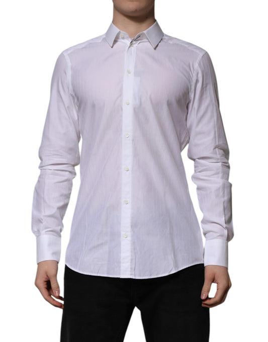 Dolce & Gabbana White Cotton MARTINI Long Sleeve Formal Shirt by Dolce & Gabbana