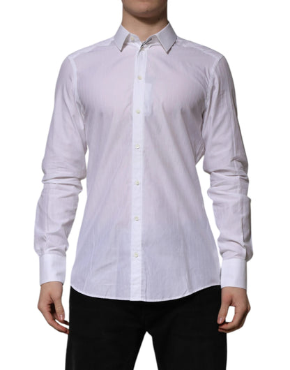 Dolce & Gabbana White Cotton MARTINI Long Sleeve Formal Shirt by Dolce & Gabbana