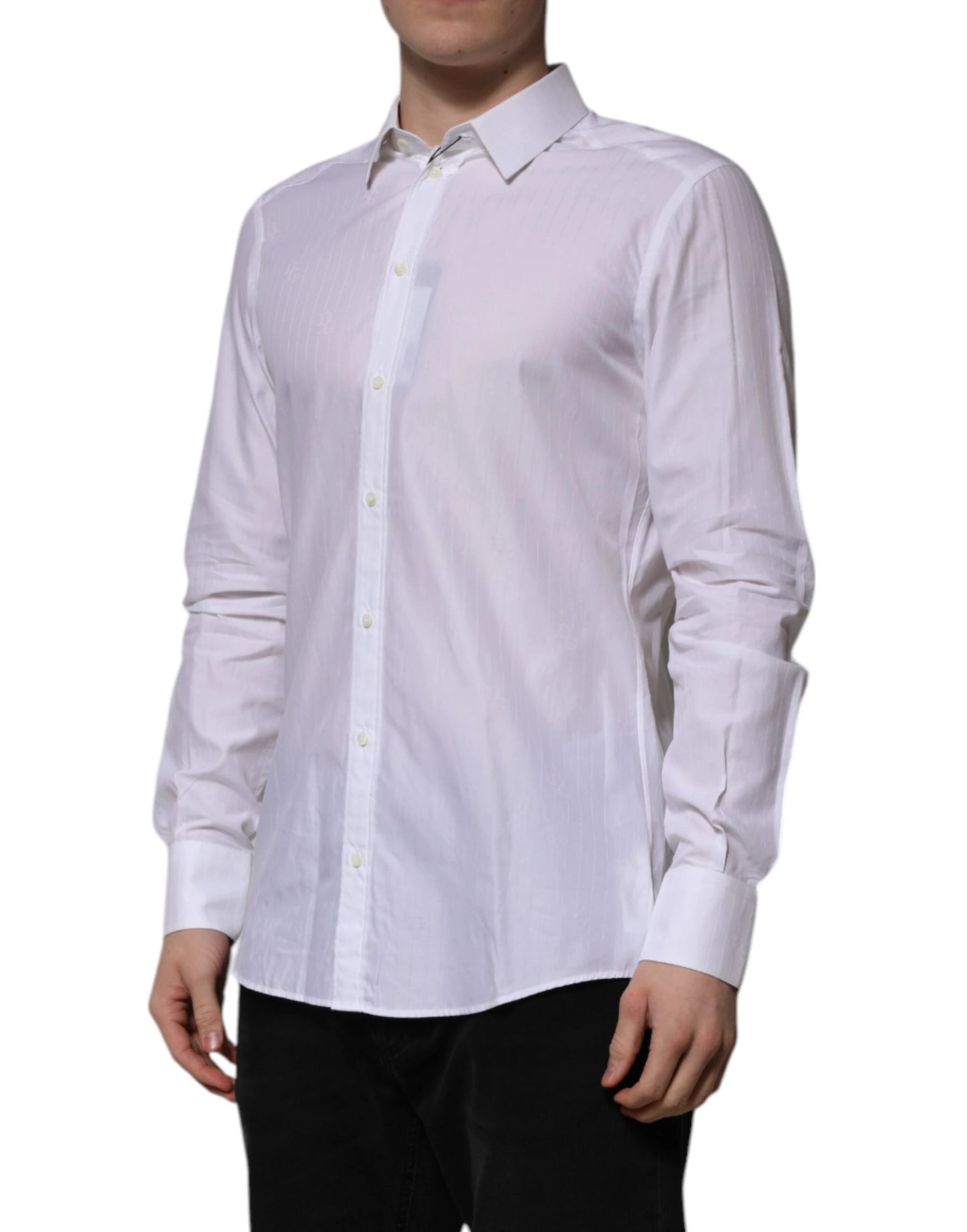Dolce & Gabbana White Cotton MARTINI Long Sleeve Formal Shirt by Dolce & Gabbana