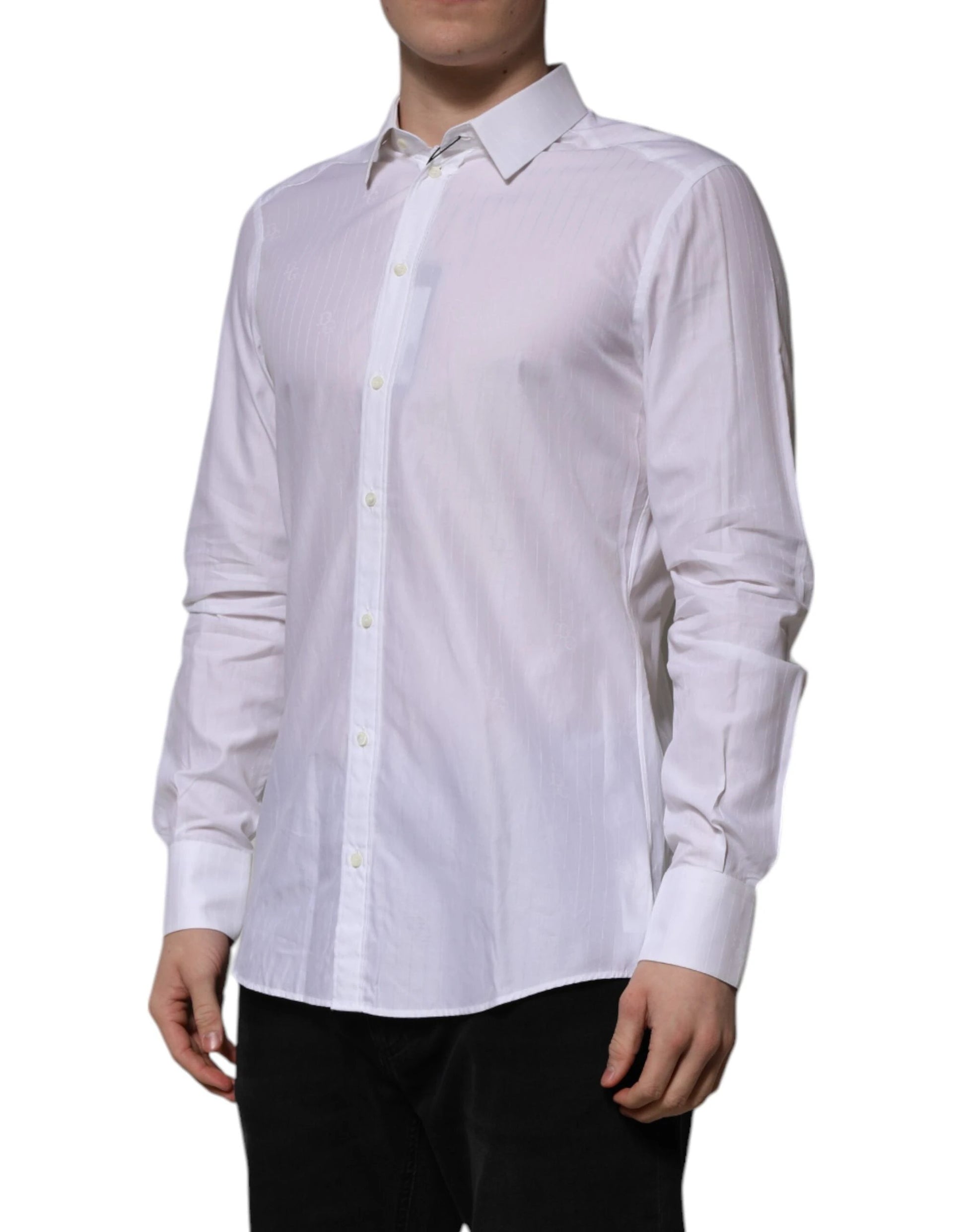 Dolce & Gabbana White Cotton MARTINI Long Sleeve Formal Shirt by Dolce & Gabbana