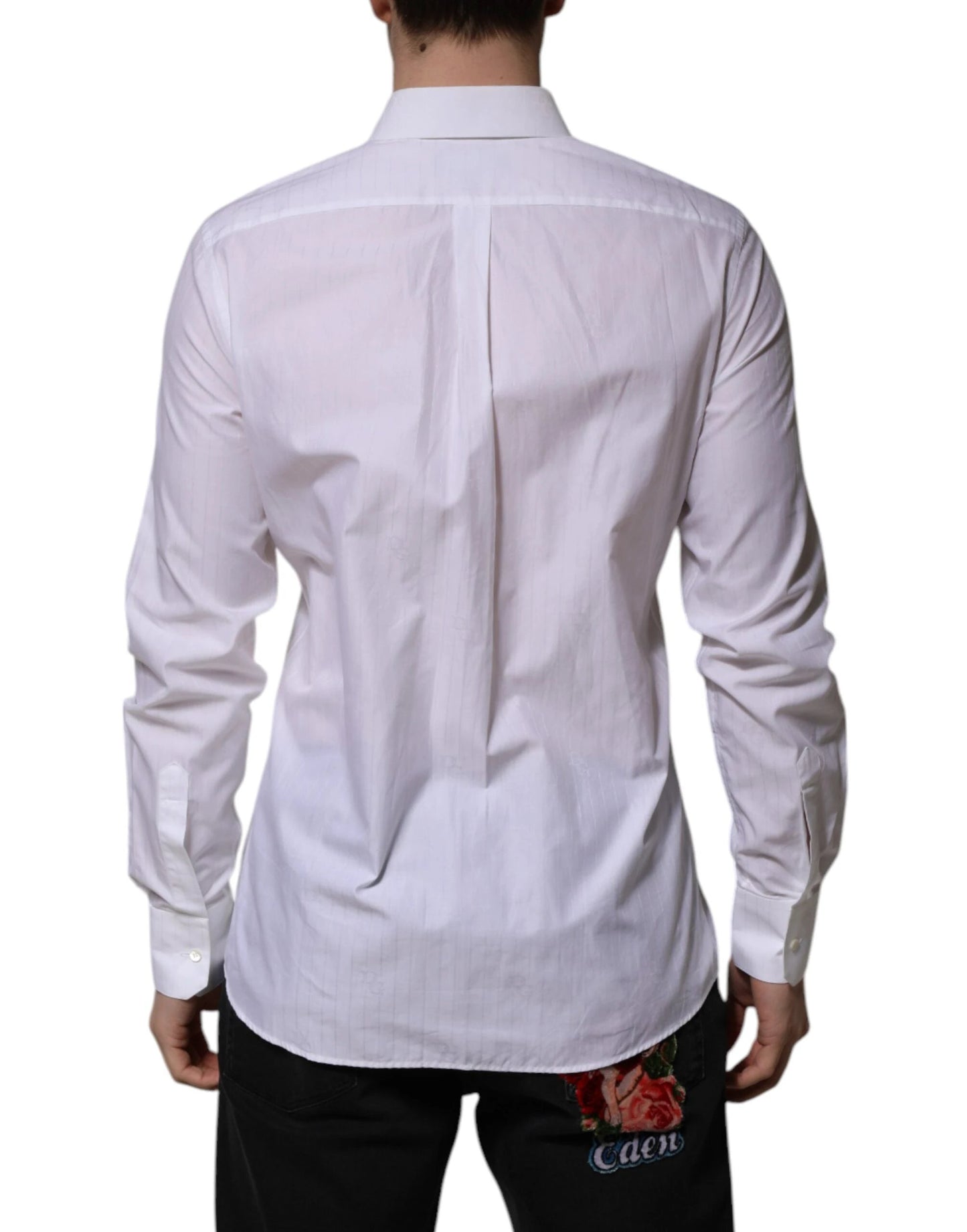 Dolce & Gabbana White Cotton MARTINI Long Sleeve Formal Shirt by Dolce & Gabbana