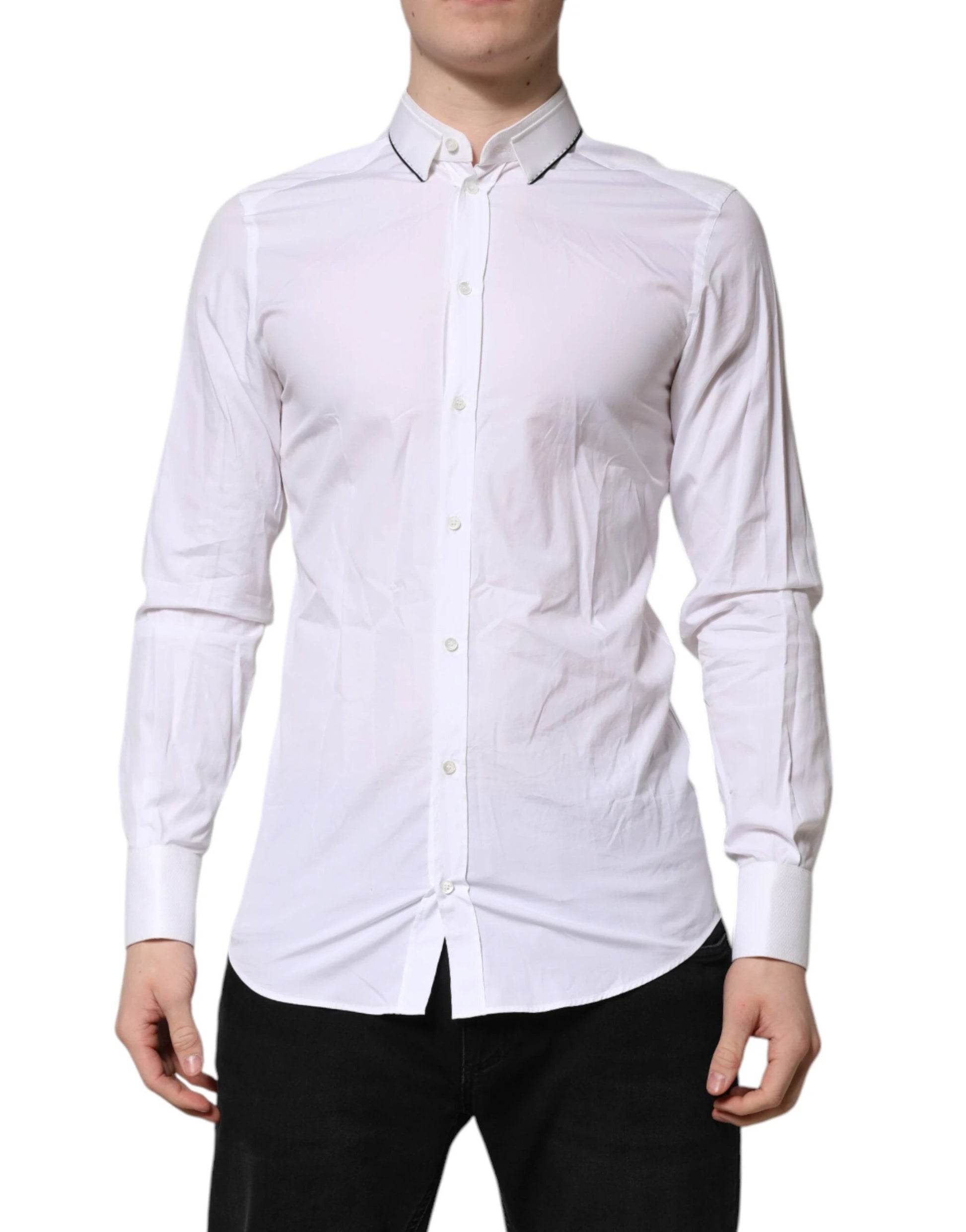Dolce & Gabbana White Cotton GOLD Long Sleeves Formal Shirt by Dolce & Gabbana