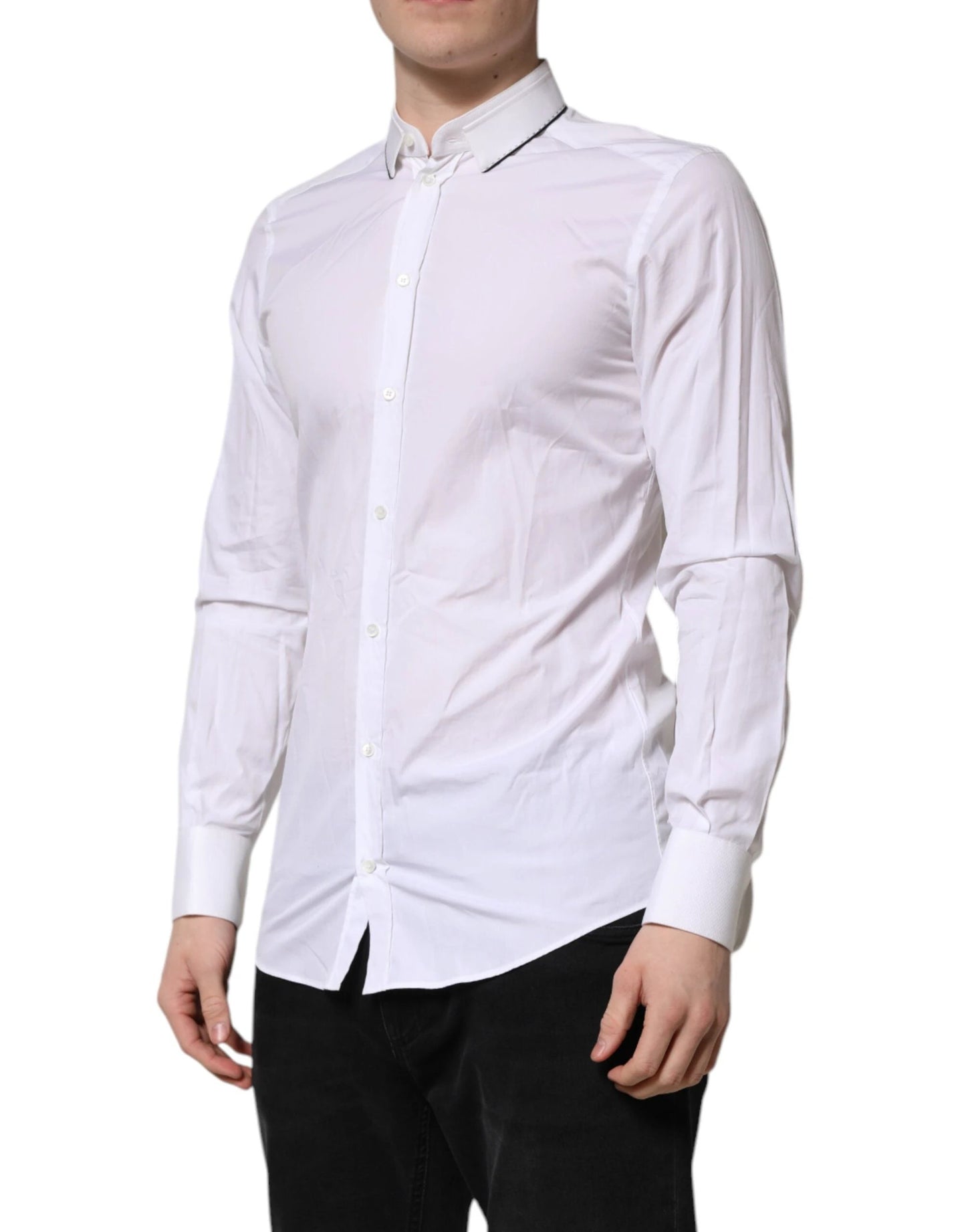 Dolce & Gabbana White Cotton GOLD Long Sleeves Formal Shirt by Dolce & Gabbana