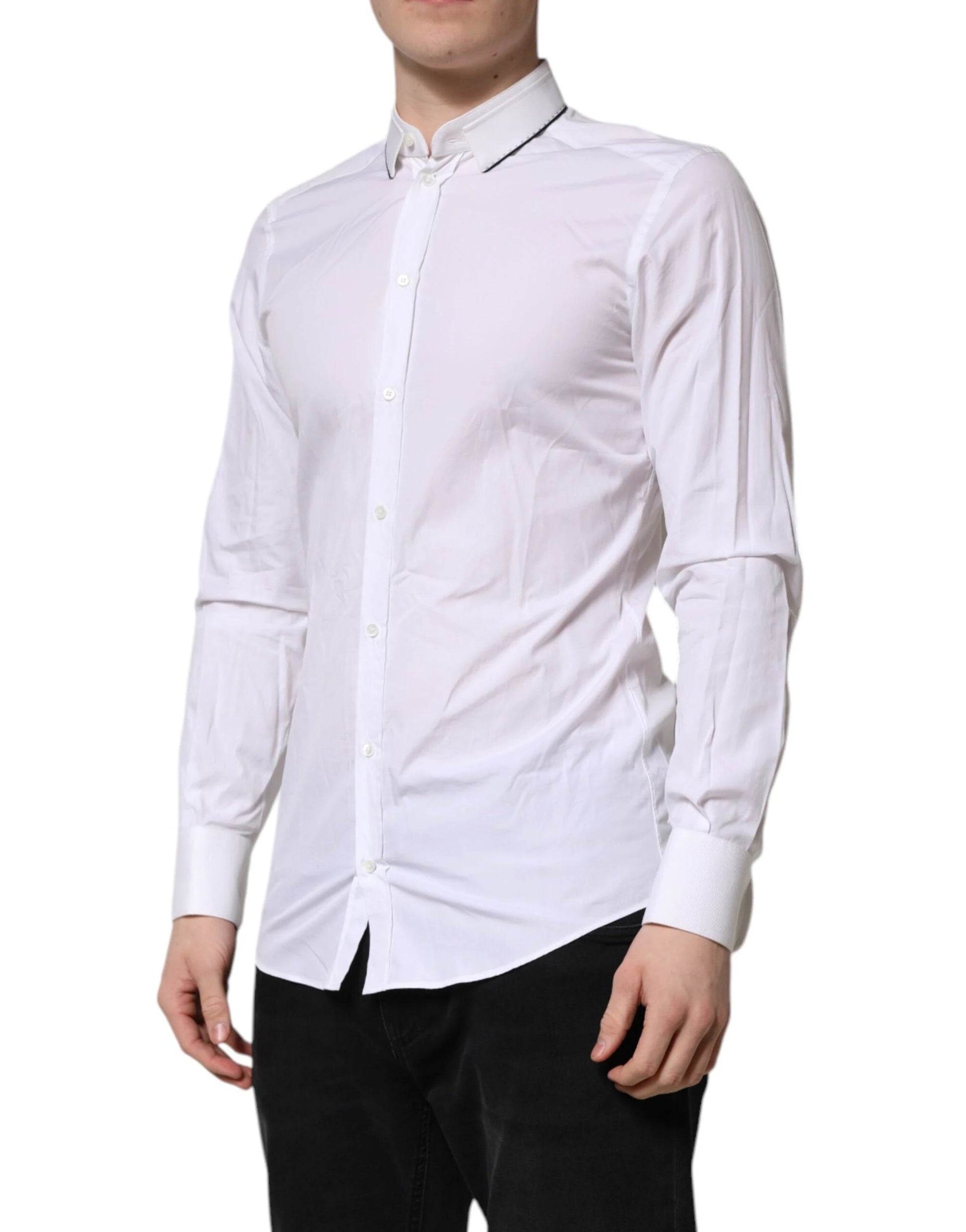 Dolce & Gabbana White Cotton GOLD Long Sleeves Formal Shirt by Dolce & Gabbana