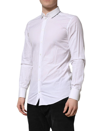 Dolce & Gabbana White Cotton GOLD Long Sleeves Formal Shirt by Dolce & Gabbana