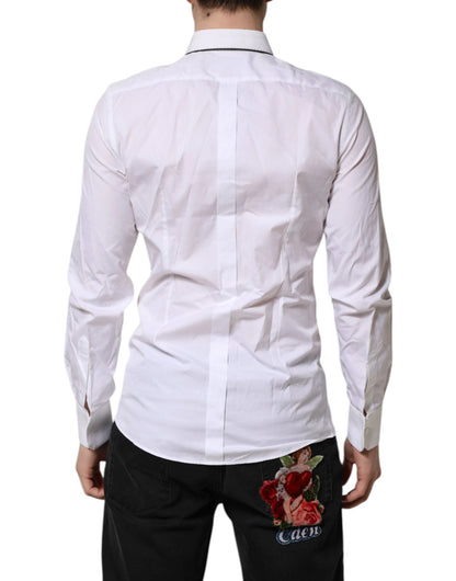 Dolce & Gabbana White Cotton GOLD Long Sleeves Formal Shirt by Dolce & Gabbana