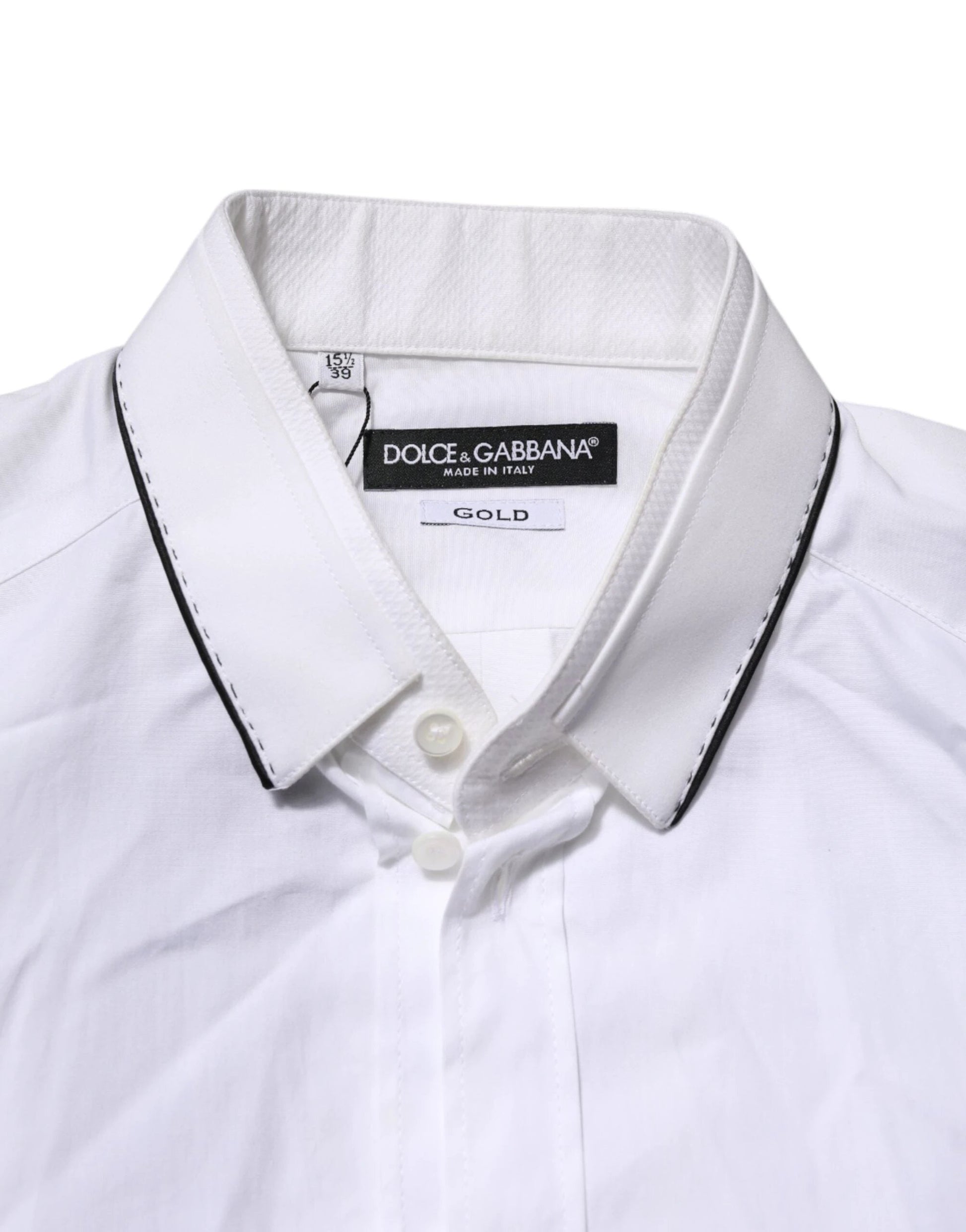 Dolce & Gabbana White Cotton GOLD Long Sleeves Formal Shirt by Dolce & Gabbana
