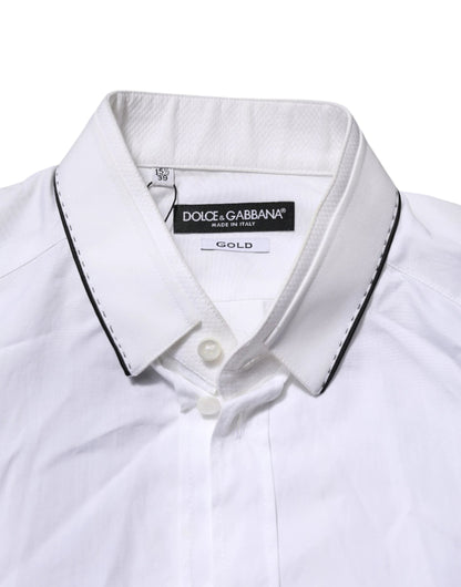Dolce & Gabbana White Cotton GOLD Long Sleeves Formal Shirt by Dolce & Gabbana