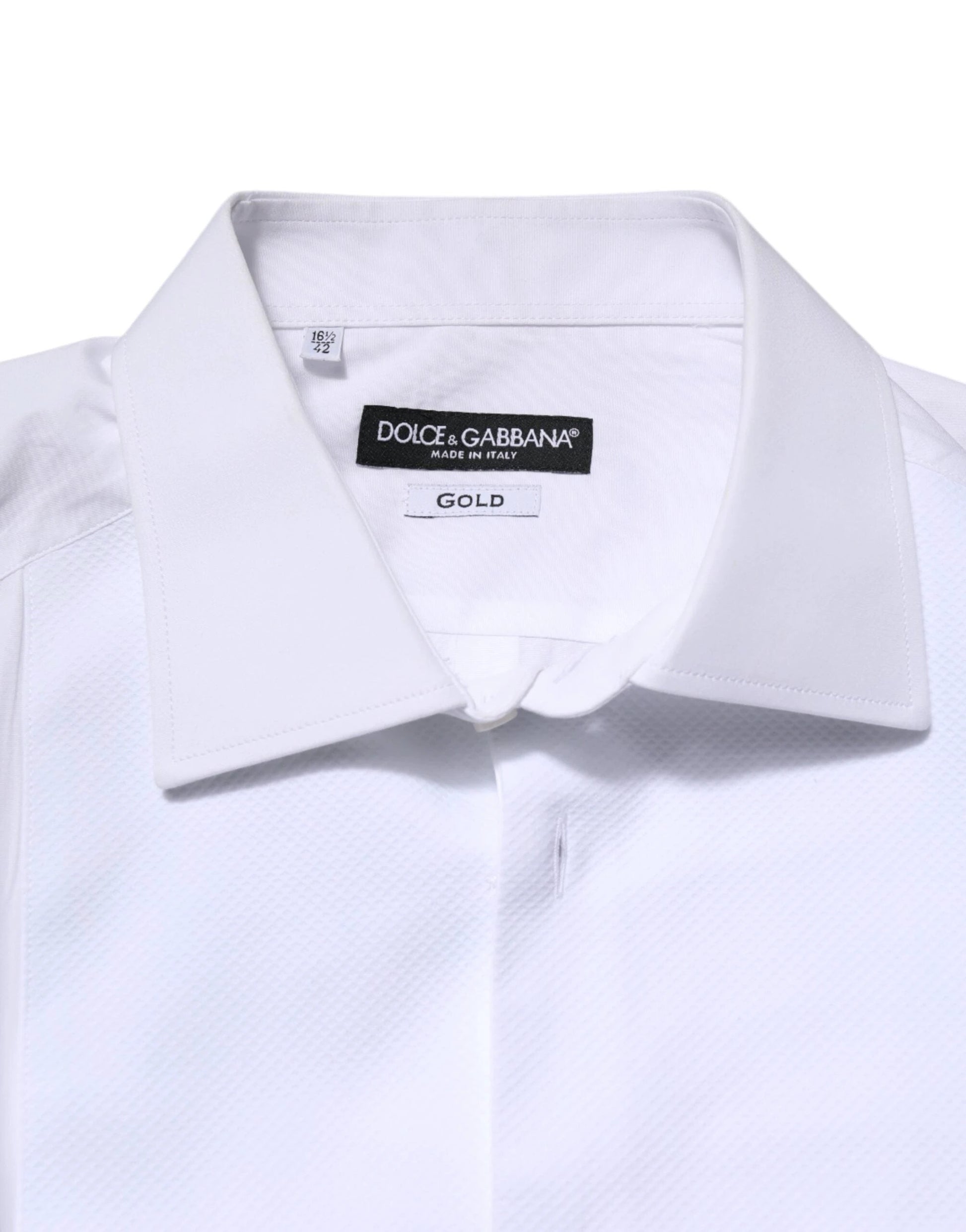 Dolce & Gabbana White Silk Bib Poplin GOLD Men Formal Shirt by Dolce & Gabbana