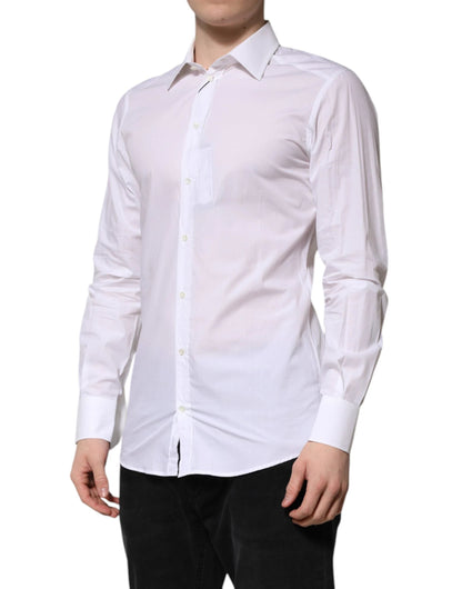Dolce & Gabbana White GOLD Long Sleeves Dress Men Formal Shirt by Dolce & Gabbana