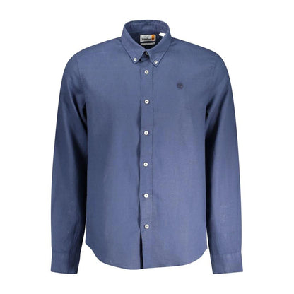 Timberland Blu Linen Men Shirt by Timberland