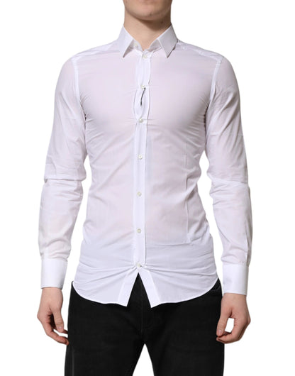 Dolce & Gabbana White GOLD Long Sleeves Dress Men Formal Shirt by Dolce & Gabbana