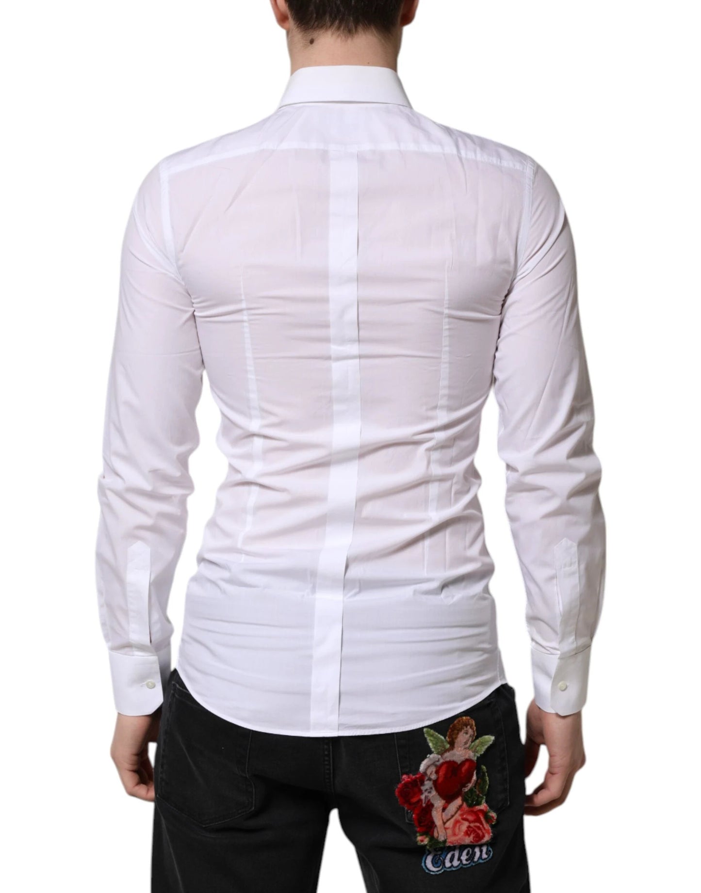Dolce & Gabbana White GOLD Long Sleeves Dress Men Formal Shirt by Dolce & Gabbana