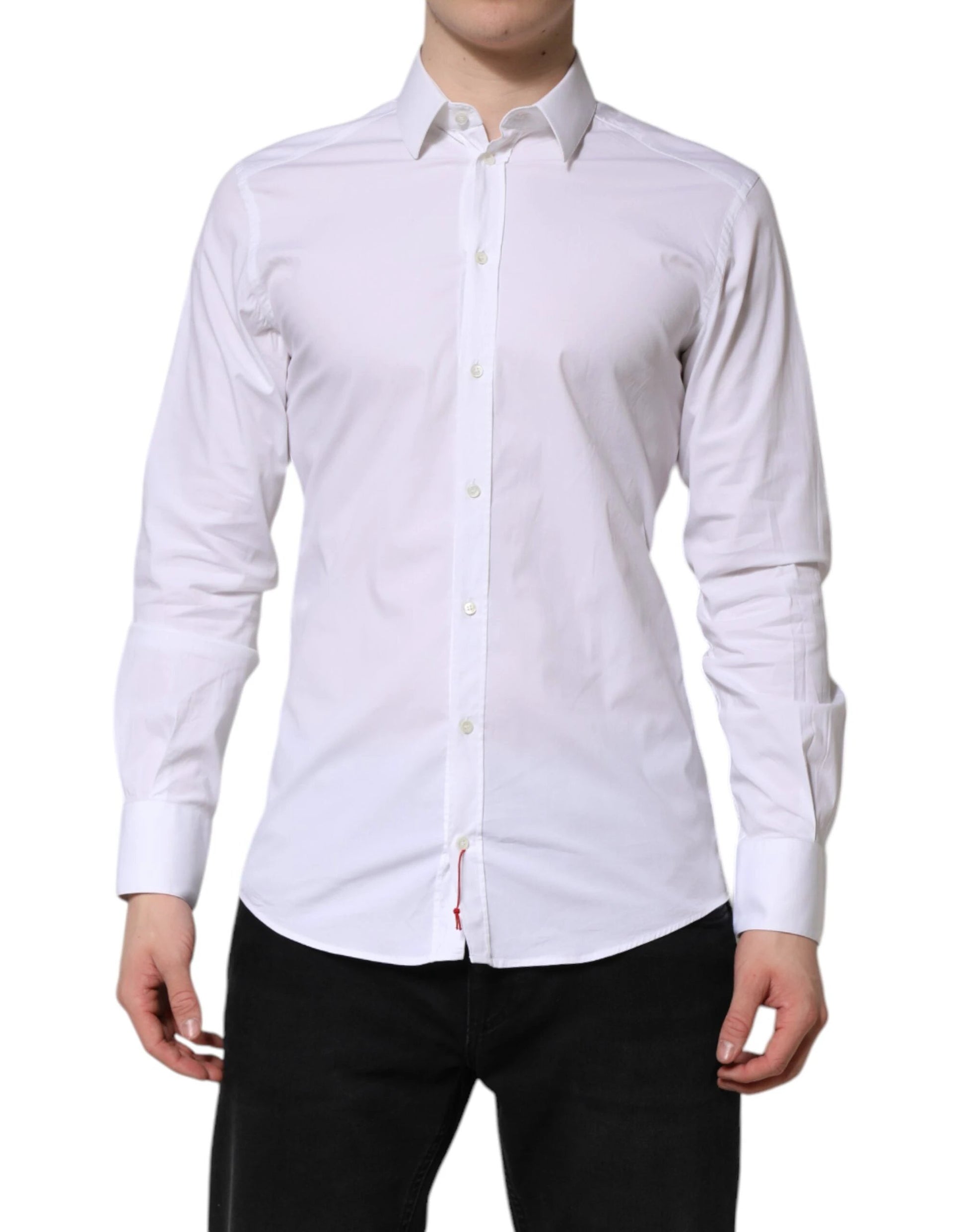 Dolce & Gabbana White GOLD Cotton Dress Formal Shirt by Dolce & Gabbana