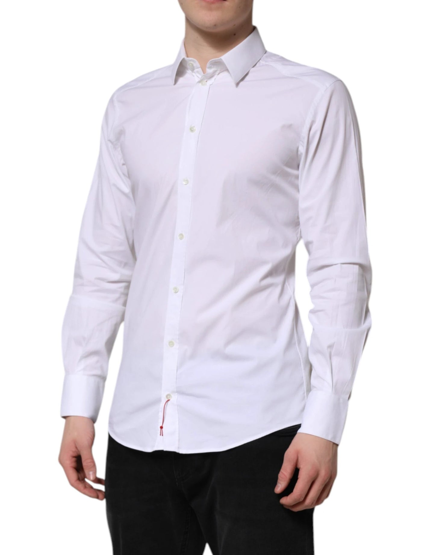 Dolce & Gabbana White GOLD Cotton Dress Formal Shirt by Dolce & Gabbana