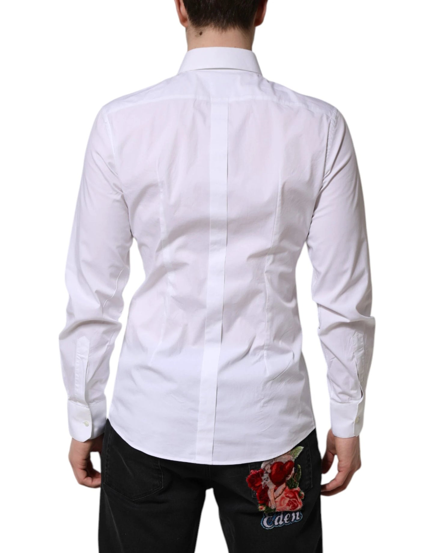 Dolce & Gabbana White GOLD Cotton Dress Formal Shirt by Dolce & Gabbana