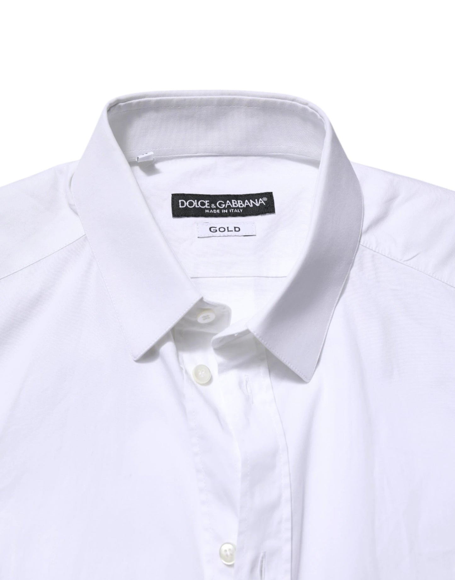 Dolce & Gabbana White GOLD Cotton Dress Formal Shirt by Dolce & Gabbana