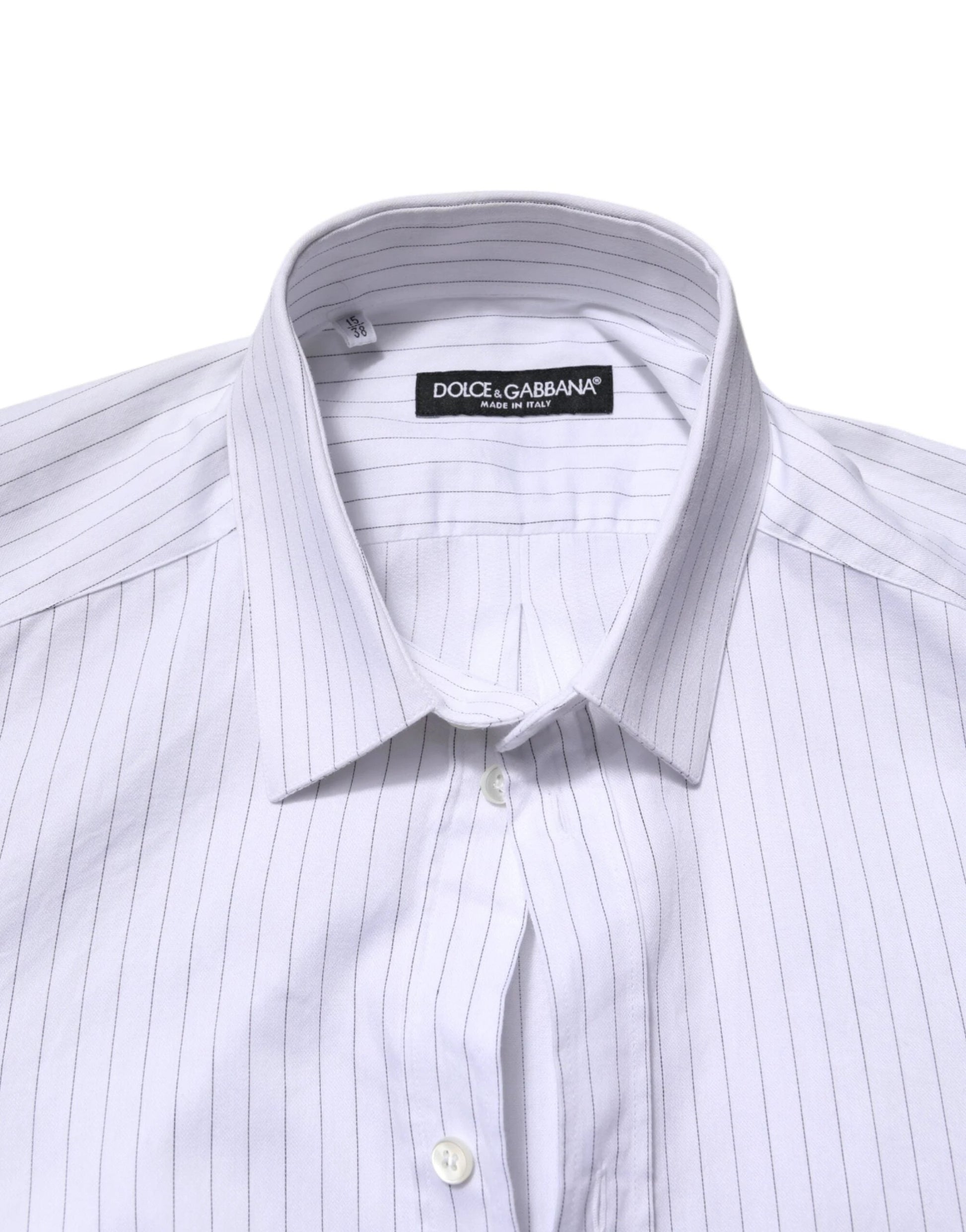 Dolce & Gabbana White Stripes Cotton Long Sleeve Formal Shirt by Dolce & Gabbana