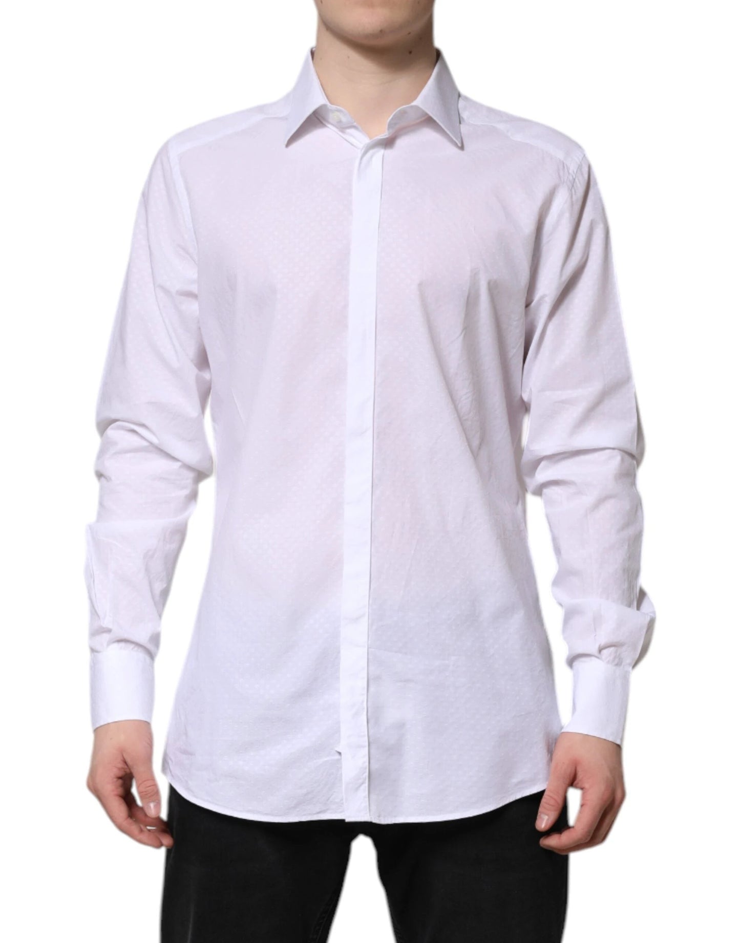 Dolce & Gabbana White GOLD Cotton Long Sleeves Formal Shirt by Dolce & Gabbana