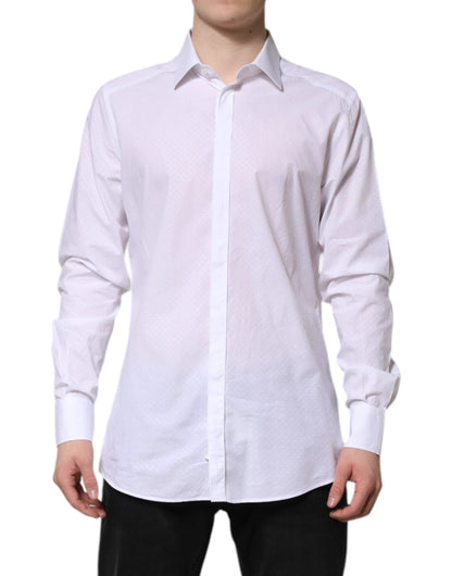 Dolce & Gabbana White GOLD Cotton Long Sleeves Formal Shirt by Dolce & Gabbana