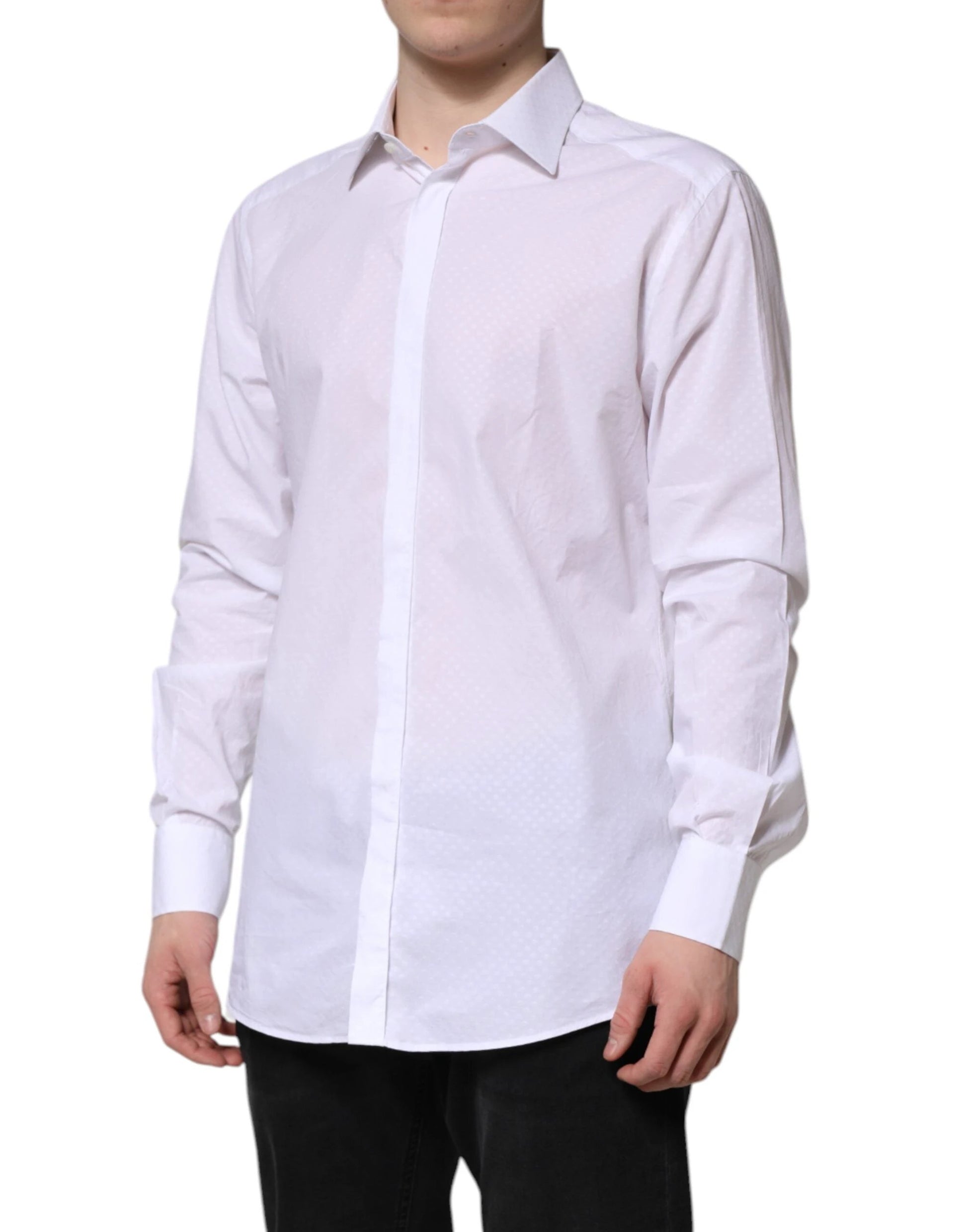 Dolce & Gabbana White GOLD Cotton Long Sleeves Formal Shirt by Dolce & Gabbana