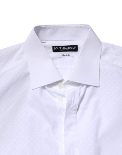 Dolce & Gabbana White GOLD Cotton Long Sleeves Formal Shirt by Dolce & Gabbana