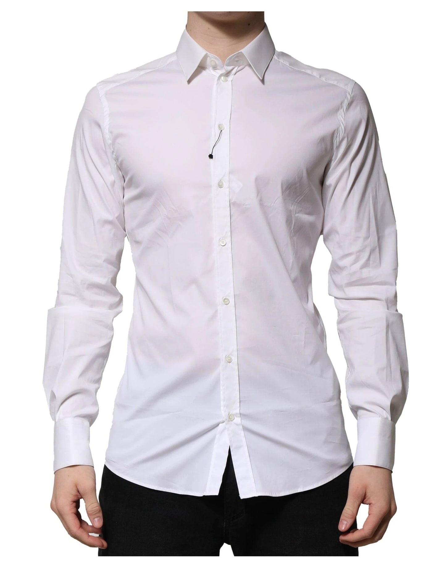 Dolce & Gabbana White Cotton Long Sleeves GOLD Formal Shirt by Dolce & Gabbana