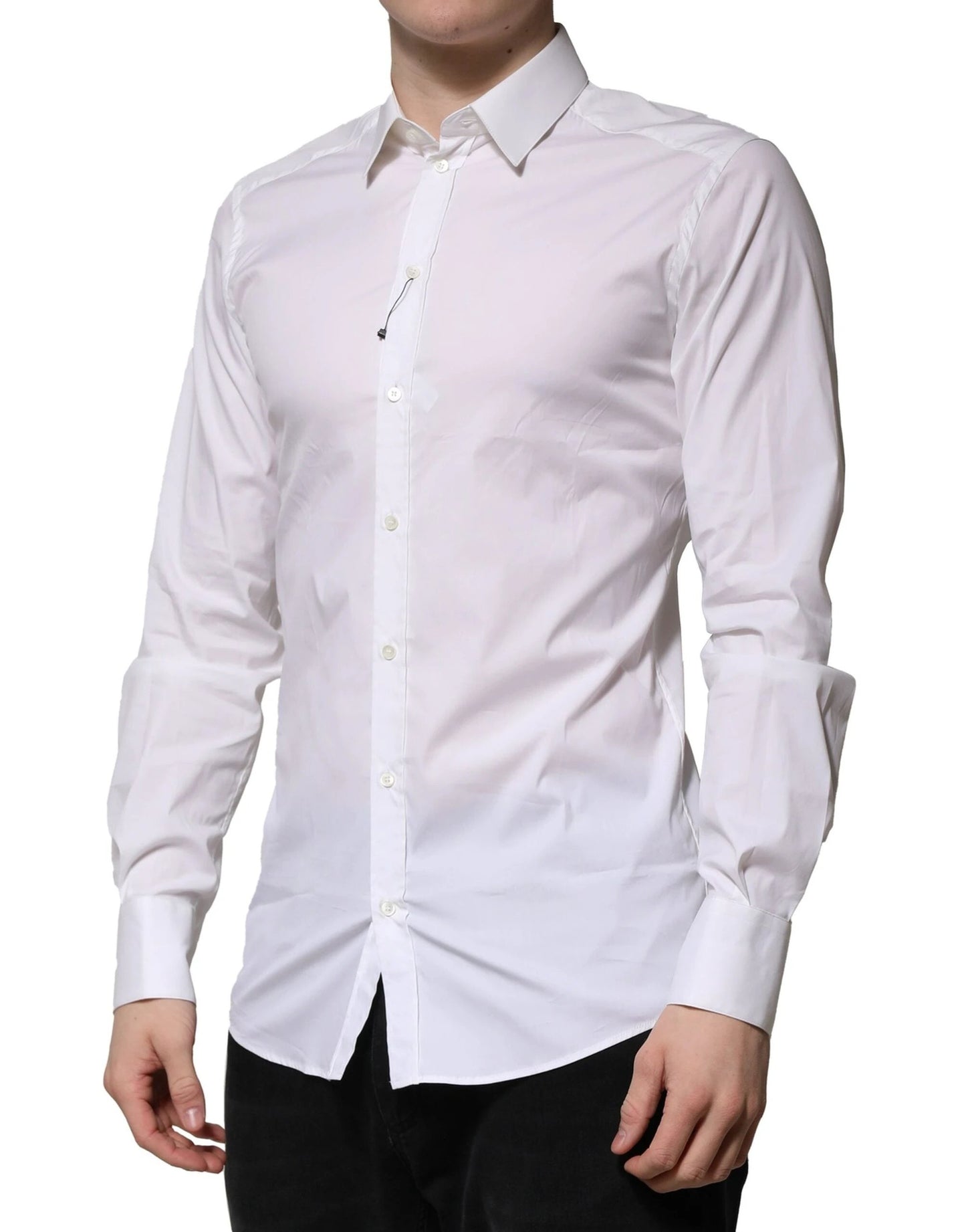 Dolce & Gabbana White Cotton Long Sleeves GOLD Formal Shirt by Dolce & Gabbana