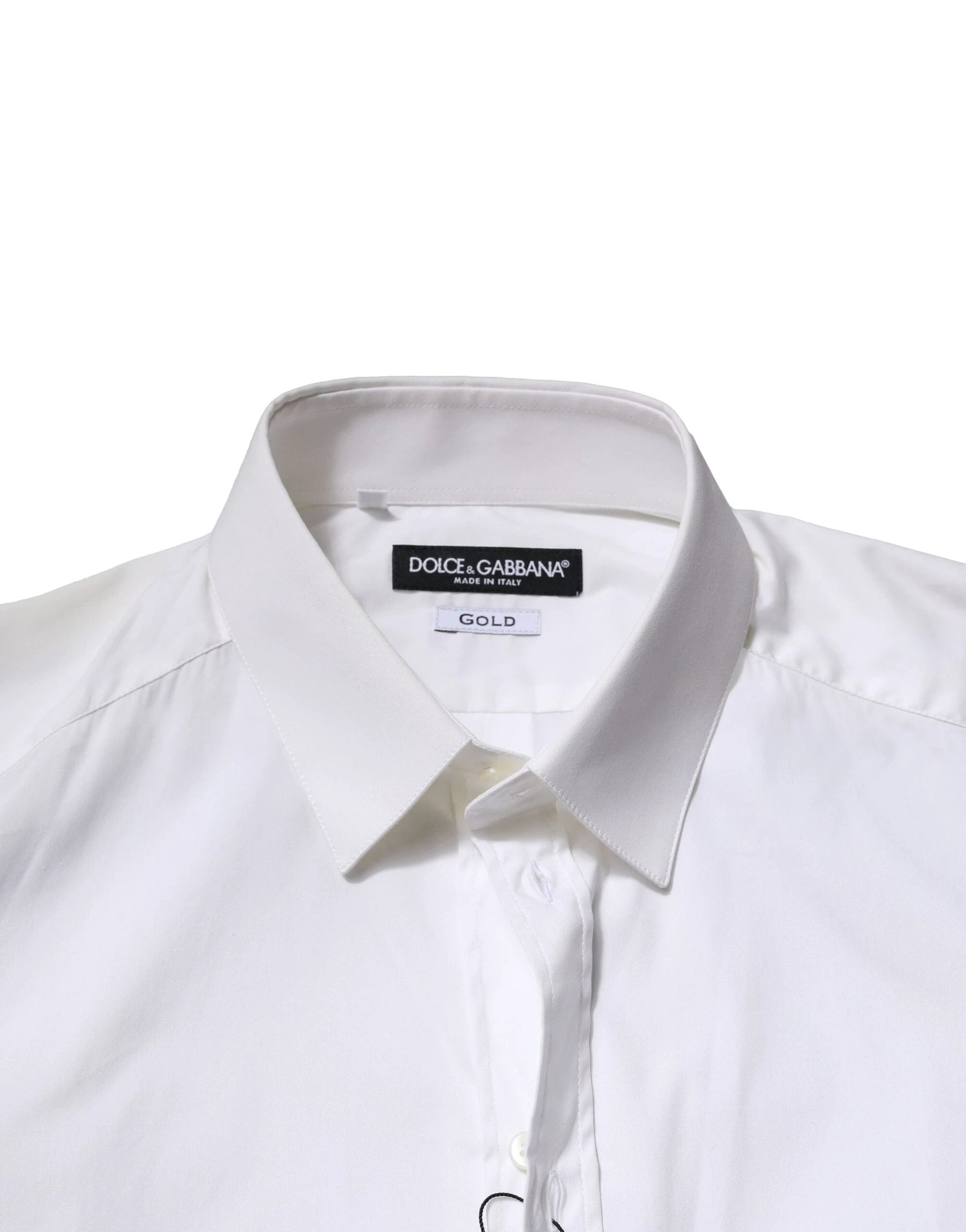 Dolce & Gabbana White Cotton Long Sleeves GOLD Formal Shirt by Dolce & Gabbana