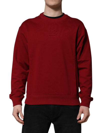 Pull Dolce & Gabbana homme col rond logo en relief en coton rouge – TSH90432