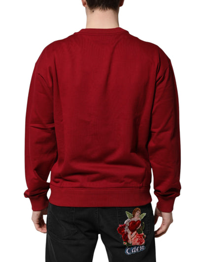 Pull Dolce & Gabbana homme col rond logo en relief en coton rouge – TSH90432