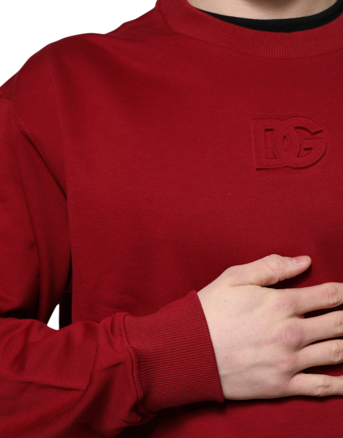 Pull Dolce & Gabbana homme col rond logo en relief en coton rouge – TSH90432