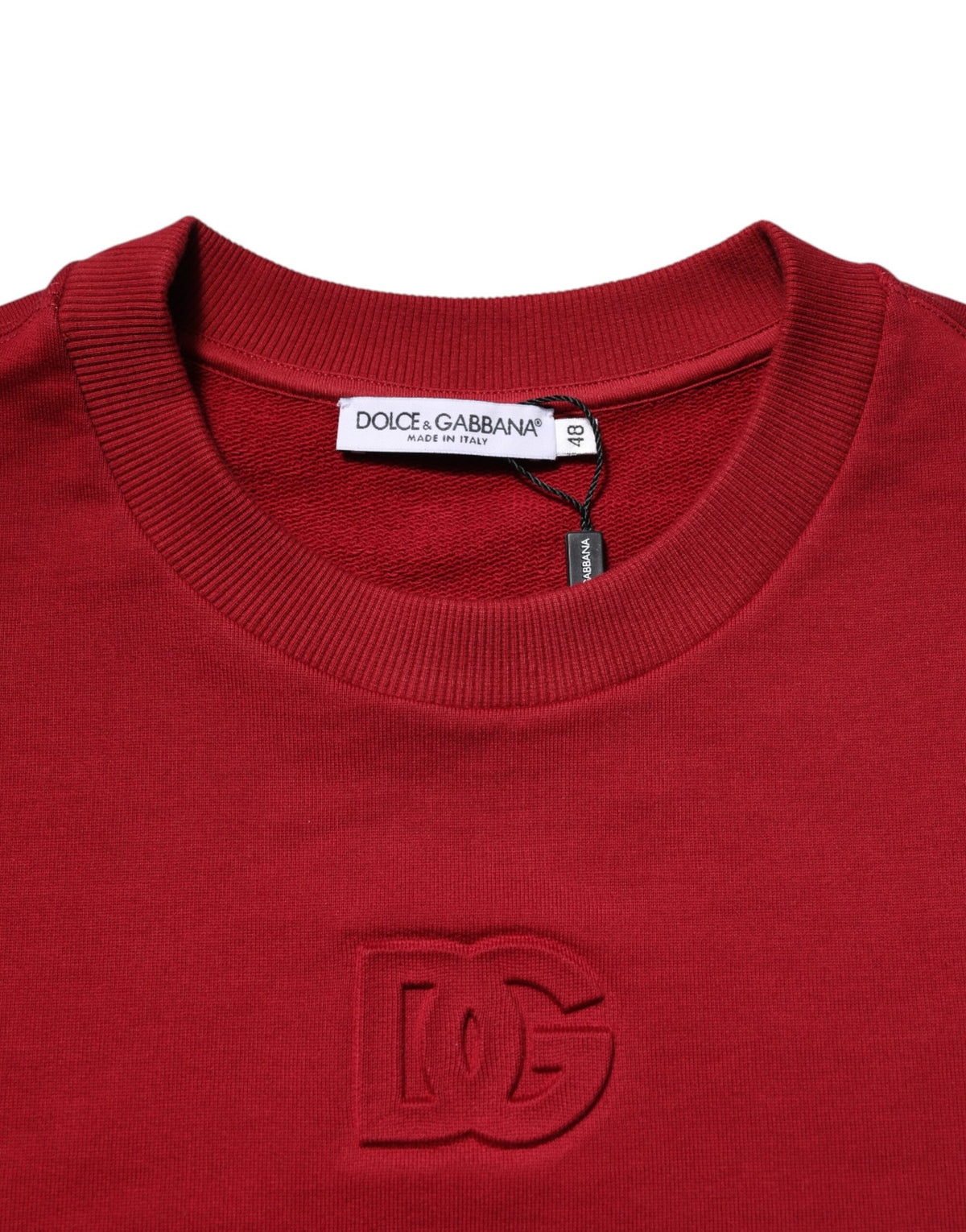 Pull Dolce & Gabbana homme col rond logo en relief en coton rouge – TSH90432