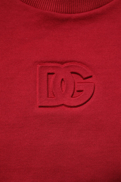 Pull Dolce & Gabbana homme col rond logo en relief en coton rouge – TSH90432