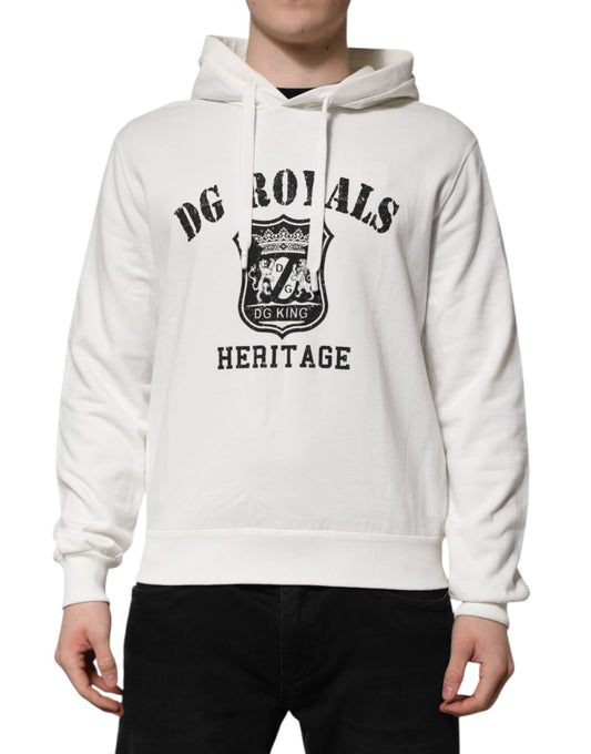 Pull à capuche Dolce & Gabbana DG Royal en coton blanc – TSH90501