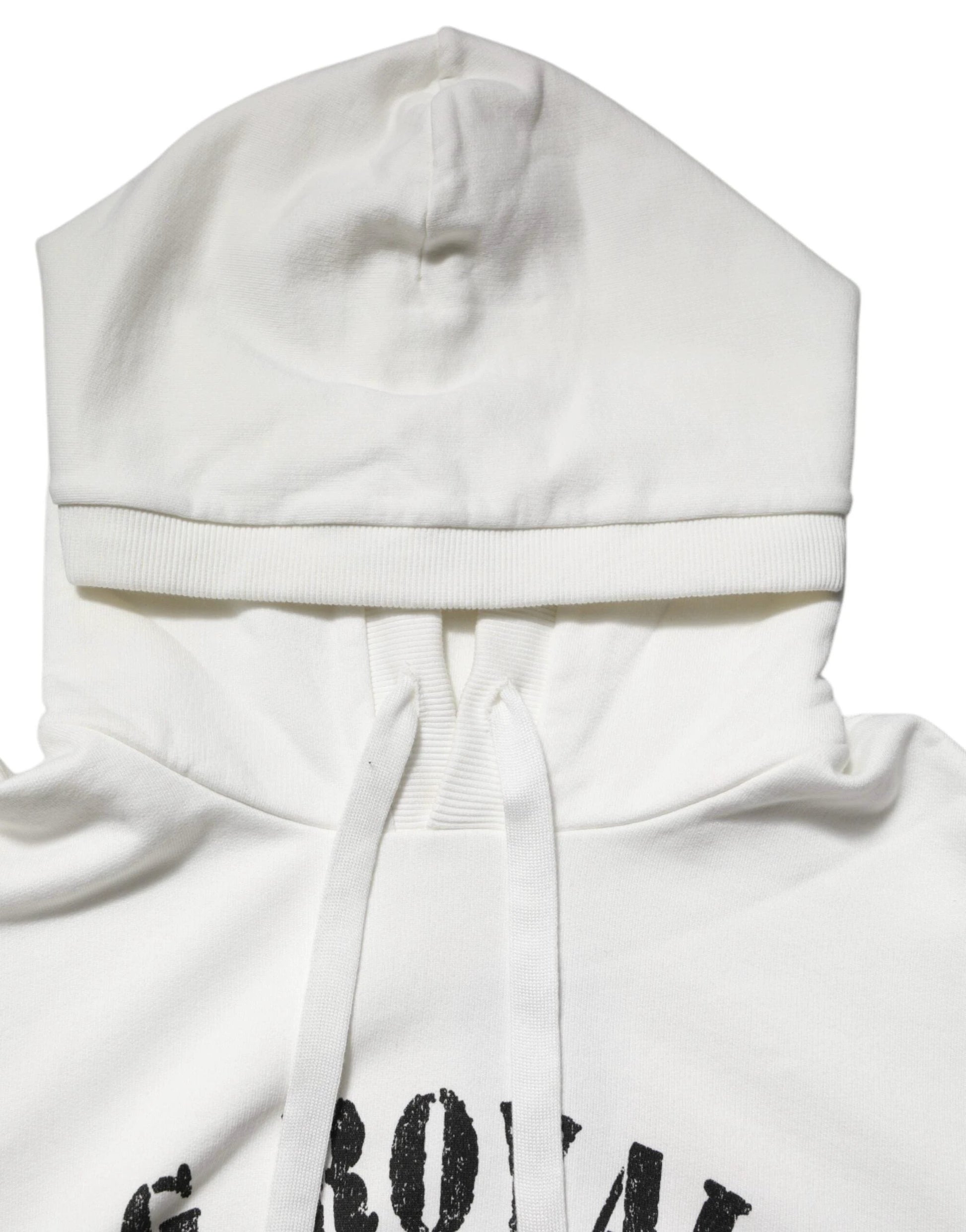 Dolce & Gabbana White Cotton DG ROYAL Print Hooded Sweater by Dolce & Gabbana