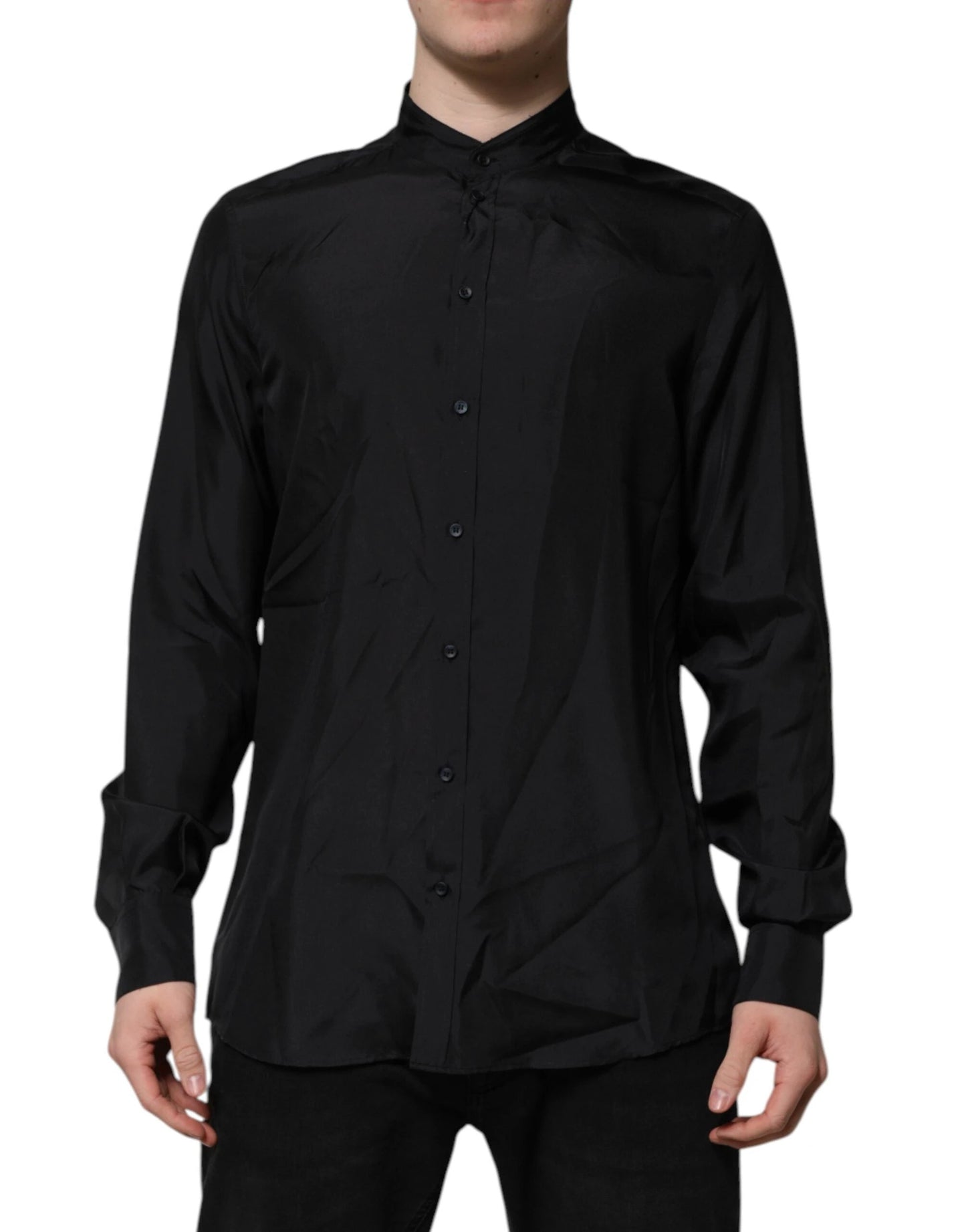 Dolce & Gabbana Dark Blue Silk MARTINI Men Formal Dress Shirt by Dolce & Gabbana