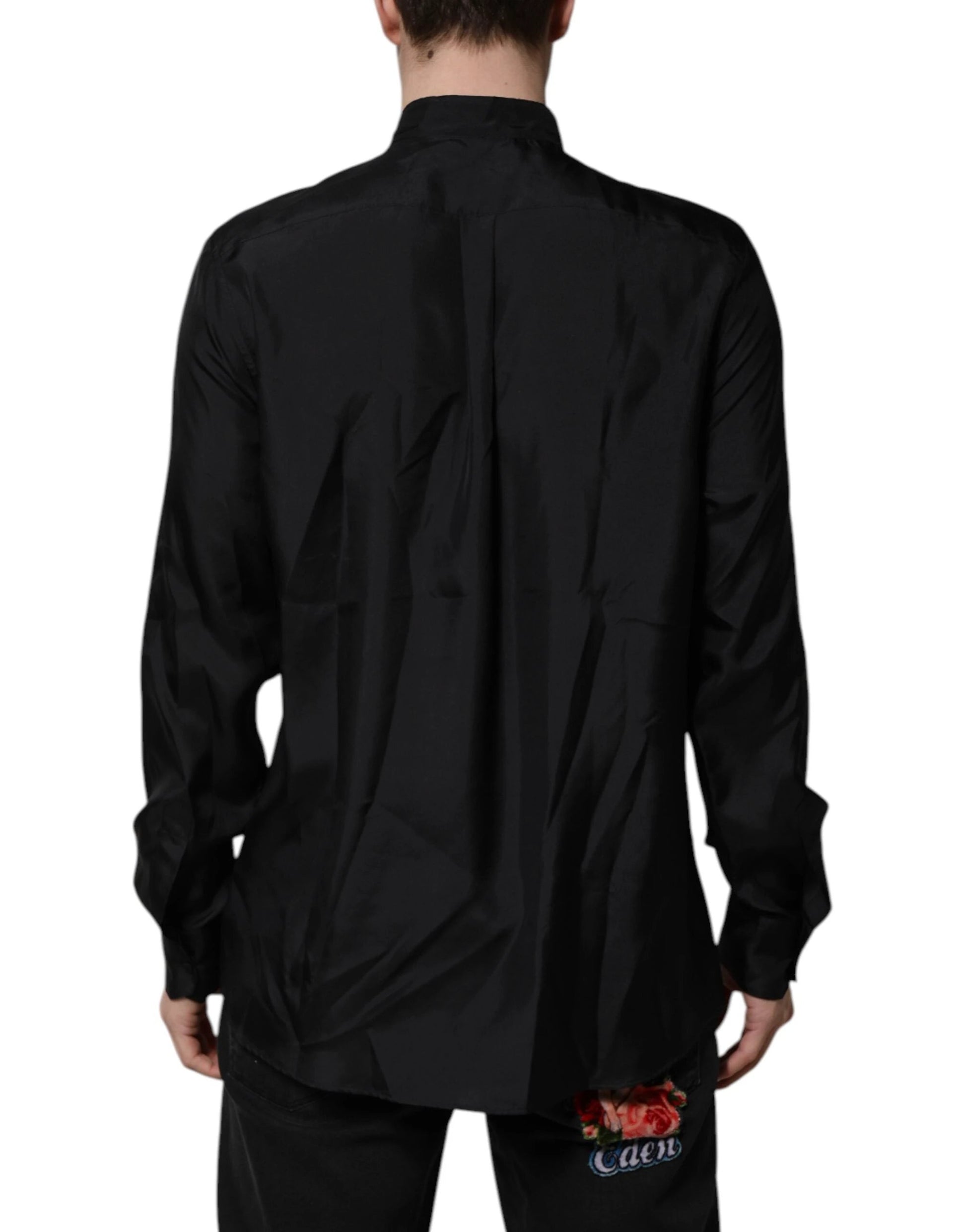 Dolce & Gabbana Dark Blue Silk MARTINI Men Formal Dress Shirt by Dolce & Gabbana