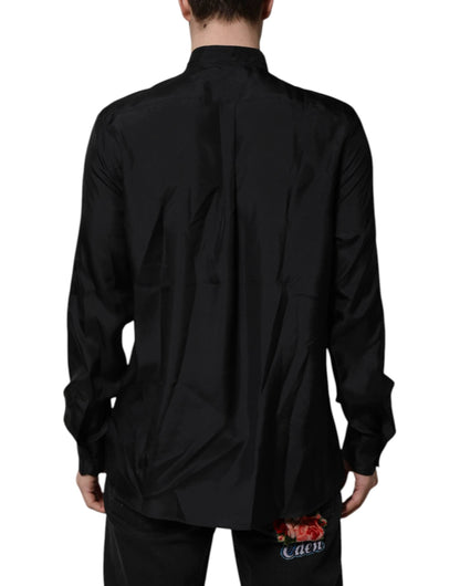 Dolce & Gabbana Dark Blue Silk MARTINI Men Formal Dress Shirt by Dolce & Gabbana