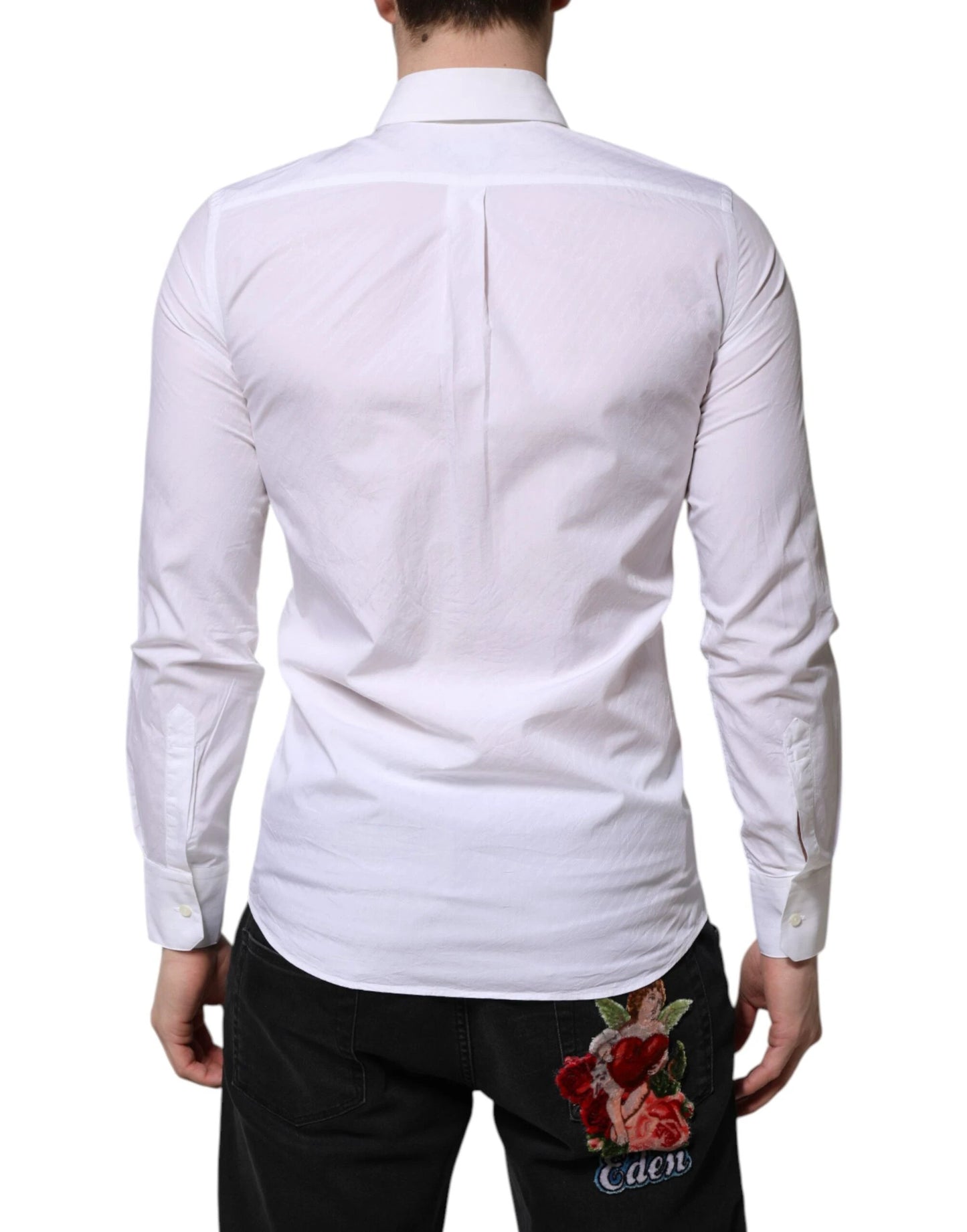 Dolce & Gabbana White Cotton MARTINI Long Sleeve Dress Shirt by Dolce & Gabbana