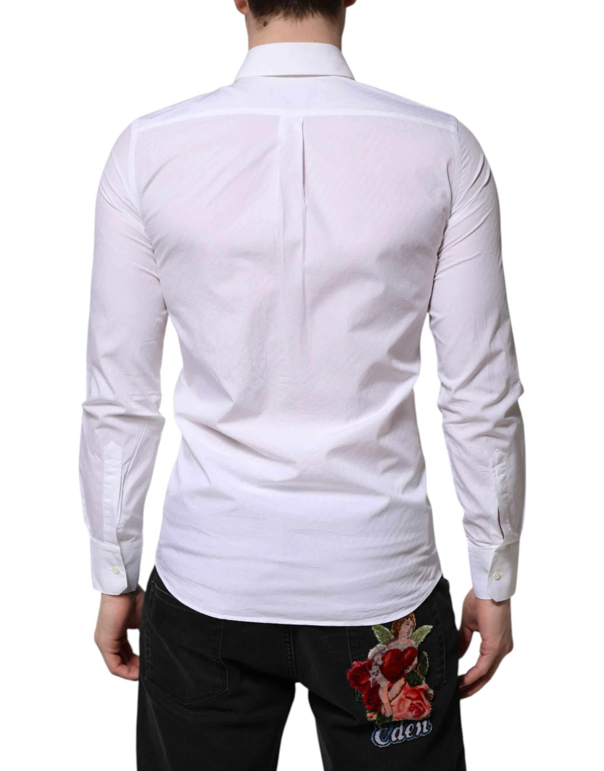 Dolce & Gabbana White Cotton MARTINI Long Sleeve Dress Shirt by Dolce & Gabbana